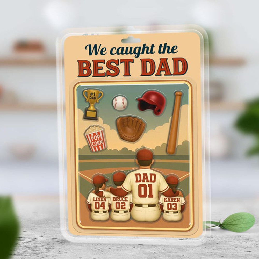 I Caught The Best Dad Baseball Gift Custom Figure Acrylic Block Personalized Fathers Day Gift