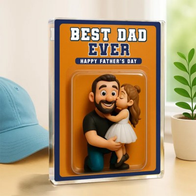 Personalized Photo Dad And Kids Action Figure Acrylic Block Plaque For Father's Day Gift