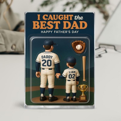 I Caught The Best Dad Baseball Gift Custom Figure Acrylic Block Personalized Fathers Day Gift