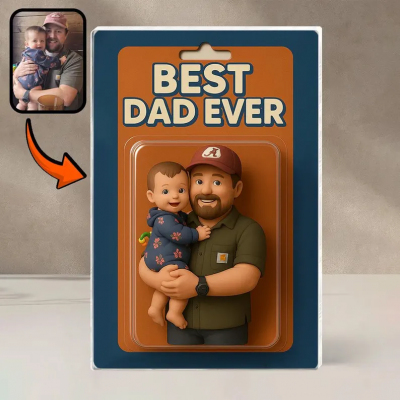 Personalized Photo Dad And Kids Action Figure Acrylic Block Plaque For Father's Day Gift