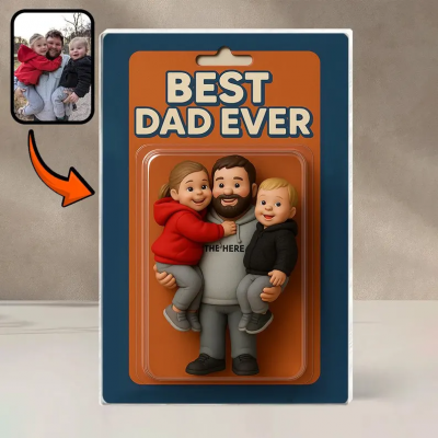 Personalized Photo Dad And Kids Action Figure Acrylic Block Plaque For Father's Day Gift
