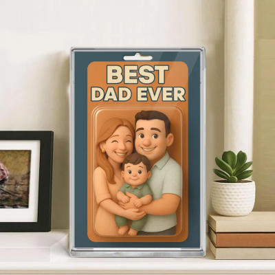 Personalized Photo Dad And Kids Action Figure Acrylic Block Plaque For Father's Day Gift