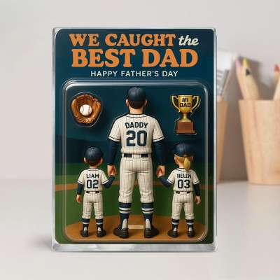 I Caught The Best Dad Baseball Gift Custom Figure Acrylic Block Personalized Fathers Day Gift