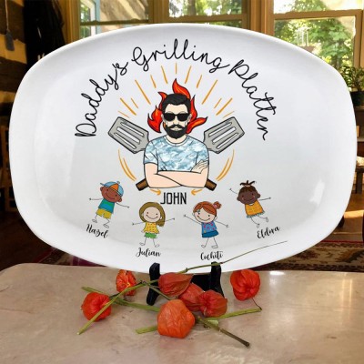 Personalized Daddy's Grilling Plate Father's Day Gift