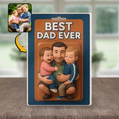 Personalized Photo Dad And Kids Action Figure Acrylic Block Plaque For Father's Day Gift