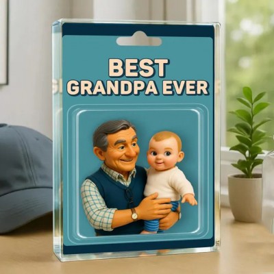 Personalized Photo Dad And Kids Action Figure Acrylic Block Plaque For Father's Day Gift