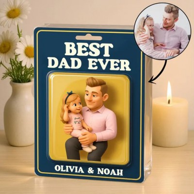 Personalized Photo Dad And Kids Action Figure Acrylic Block Plaque For Father's Day Gift