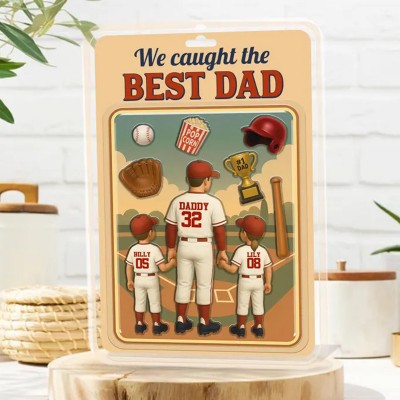 I Caught The Best Dad Baseball Gift Custom Figure Acrylic Block Personalized Fathers Day Gift