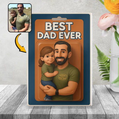 Personalized Photo Dad And Kids Action Figure Acrylic Block Plaque For Father's Day Gift