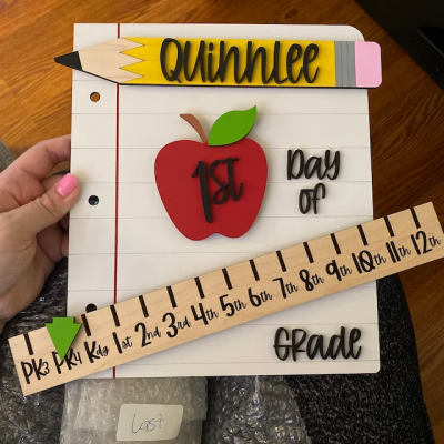 Personalized First/100th/Last Day of School Interchangeable Back to School Sign Prop For Kids Gift Ideas
